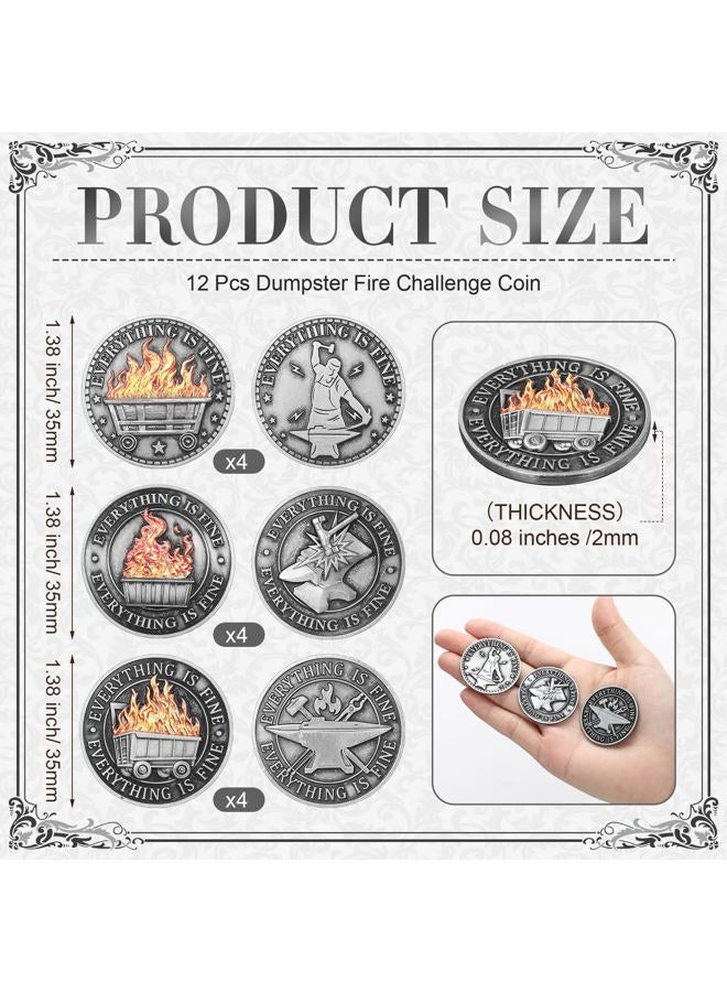 Landical 12 Pcs Dumpster Fire Challenge Coin Double Sided Dumpster Fire Desk Accessories Funny Medallions Staff Appreciation Gift for Coworker Humorous Pranks Office Inspirational Gifts(Silver) - Image 2