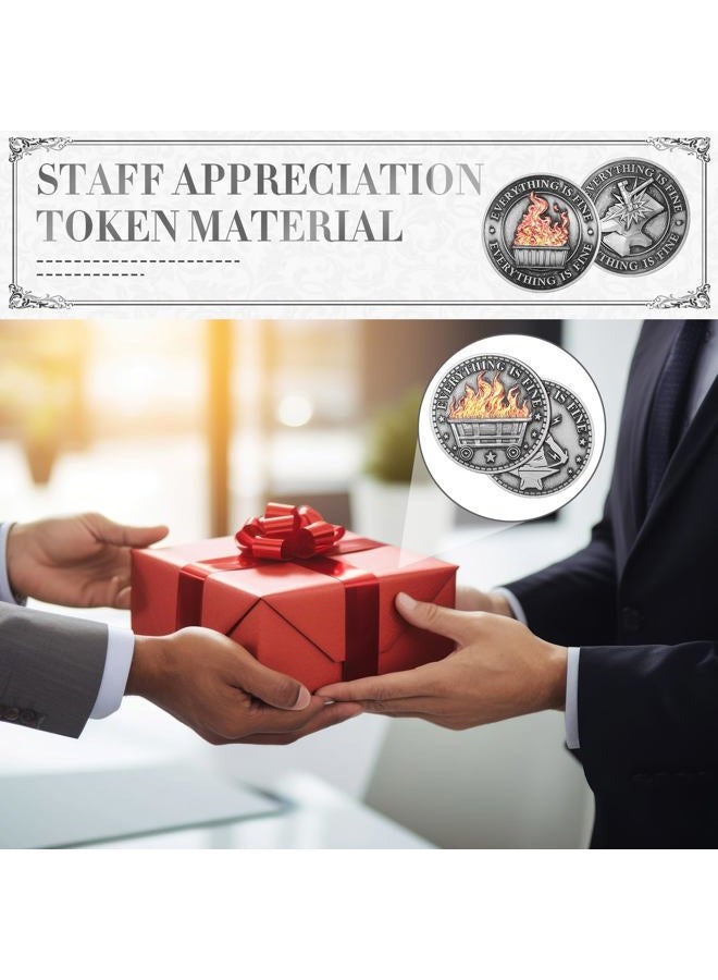 Landical 12 Pcs Dumpster Fire Challenge Coin Double Sided Dumpster Fire Desk Accessories Funny Medallions Staff Appreciation Gift for Coworker Humorous Pranks Office Inspirational Gifts(Silver) - Image 5