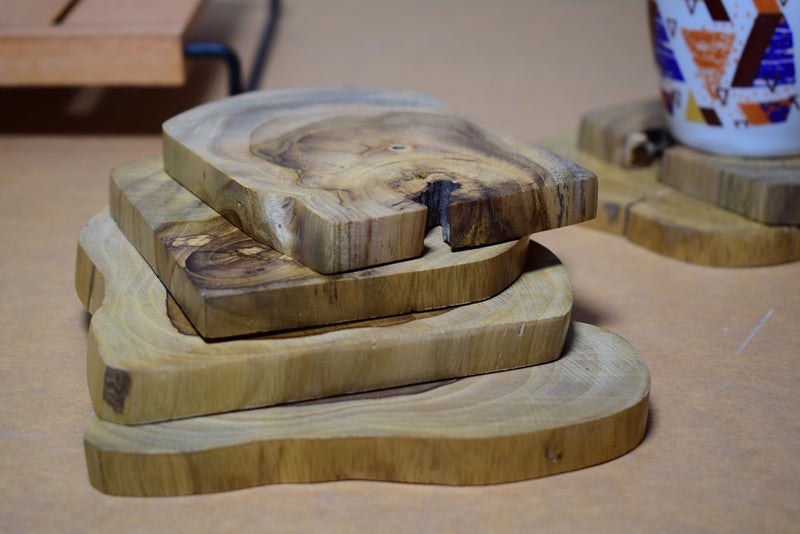 Hashcart Beech Wood Round Shaped Coasters For Family Gatherings/Engagement Party (Set Of 6) - Image 3
