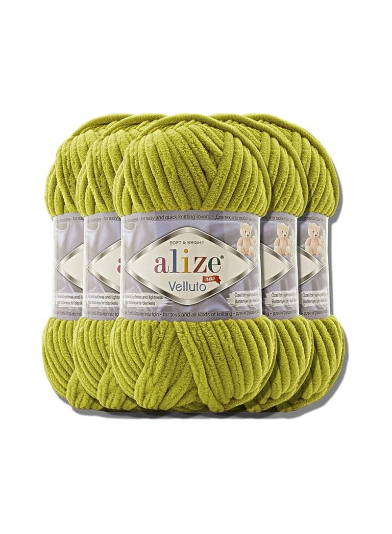 أليز خيوط اليزا قطيفه غزل صوف الاطفال التركي فيلوتو من الشانيل الناعم من اليز، ضخمة للغاية، مخصصة للحياكة اليدوية وللكروشيه، كرة مقاس XXL لاميجورومي، وزن 100 جرام، مجموعة من 5 قطع (اخضر فستقي، 11) - Image 1