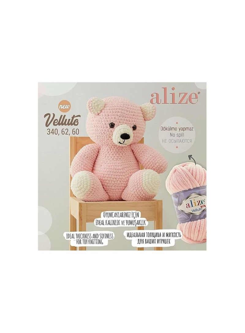 أليز خيوط اليزا قطيفه غزل صوف الاطفال التركي فيلوتو من الشانيل الناعم من اليز، ضخمة للغاية، مخصصة للحياكة اليدوية وللكروشيه، كرة مقاس XXL لاميجورومي، وزن 100 جرام، مجموعة من 5 قطع (اخضر فستقي، 11) - Image 2