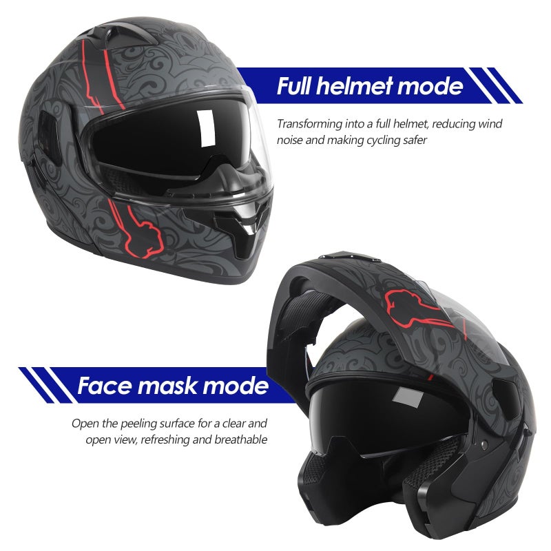 Cutey Motorcycle Full Face Helmet for UnisexAdults DOT Approved Motorbike Street Bike Racing Helmets LuciferL - Image 4