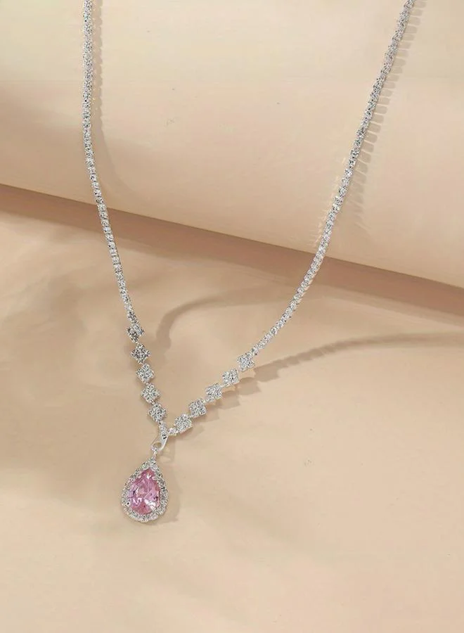 Take Two Contrast Embellished Necklace with Drop Pendant