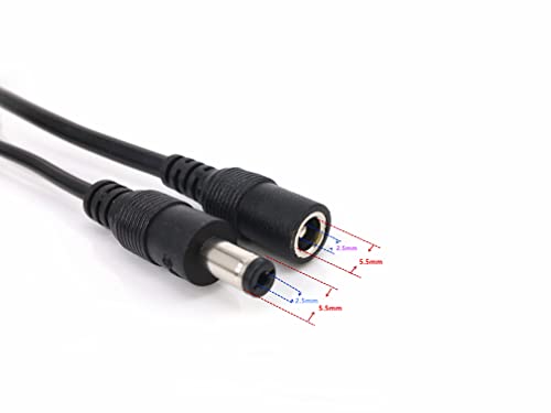 HUALAND 2pcs/Pack 3m/9.84ft Black 5.5mm x 2.5mm DC Plug Extension Cable DC Extension Cable ， 5.5mm x 2.5mm Barrel Male Plug Connector - Image 3