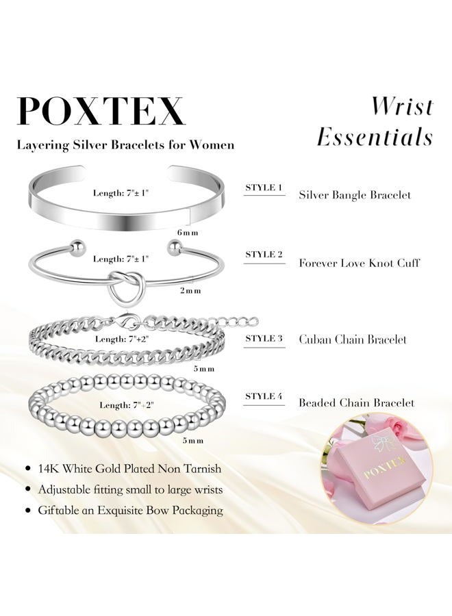 Poxtex Gold Bangle Bracelets for Women Stack, 14k Gold Plated Cuff Set Trendy Jewelry for Women Fashion, Adjustable, Brass, no gemstone - Image 5