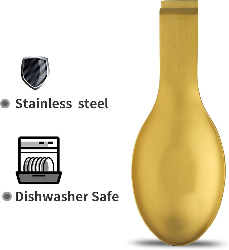 BETTWILLGold Spoon Rest for Kitchen Counter, Stainless Steel Spoon Holder for Stove Top, Spatula Ladle Spoon Utensils Holder, Gold Kitchen Accessories, Gold Cooking Utensiles. - Image 3