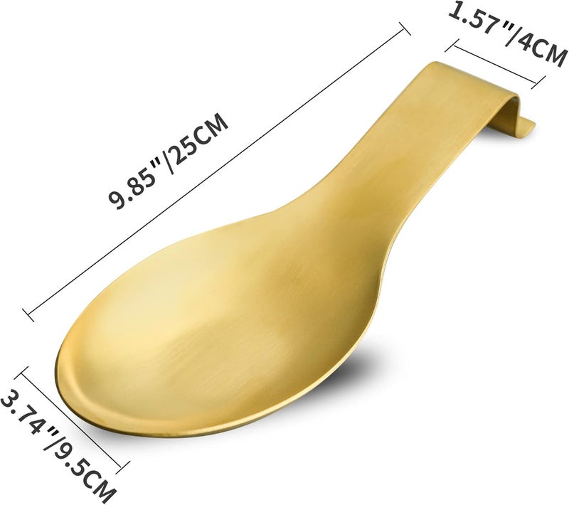 BETTWILLGold Spoon Rest for Kitchen Counter, Stainless Steel Spoon Holder for Stove Top, Spatula Ladle Spoon Utensils Holder, Gold Kitchen Accessories, Gold Cooking Utensiles. - Image 2