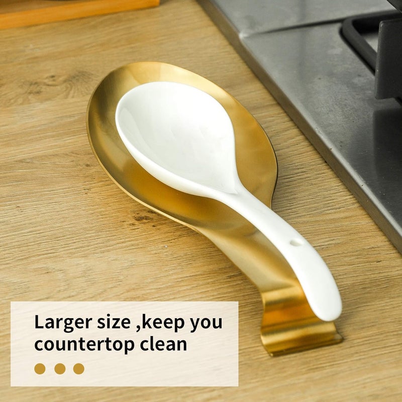 BETTWILLGold Spoon Rest for Kitchen Counter, Stainless Steel Spoon Holder for Stove Top, Spatula Ladle Spoon Utensils Holder, Gold Kitchen Accessories, Gold Cooking Utensiles. - Image 5