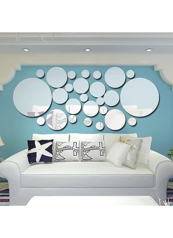 erorex 26Pcs Set Acrylic Polka Dot Wall Mirror Stickers Home Party Decor Art Mural Diy Decals Decal Room Decoration  - Image 1