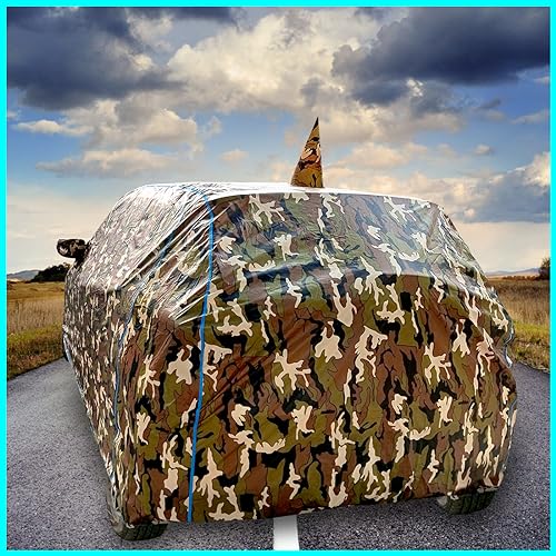 AUTOBIRSA Waterproof Car Body Cover Compatible for Honda Amaze New with Mirror Pocket and Antenna Pocket, Triple Stitched (Jungle Print with Blue Piping Design) - Image 4