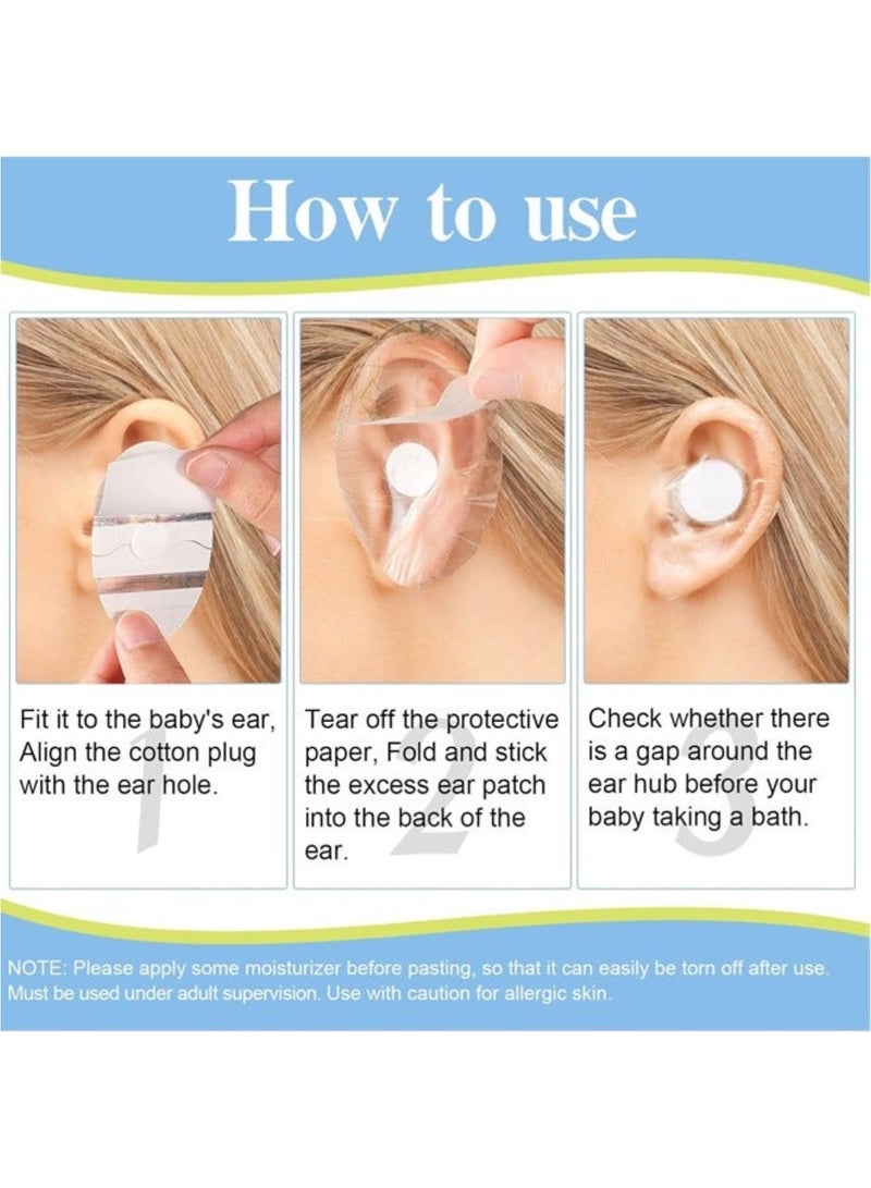 saykfoe 180 Pieces Baby Waterproof Ear Stickers, Ear Covers for Swimming Shower Ear Protectors with Ear Plugs for Kids Newborn Disposable Ear Cover for Shower Surfing Snorkeling and Other Water Sports - Image 4