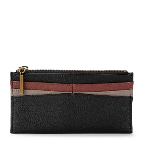 The Sak Neva Large Card Wallet in Leather 6 Credit Card Pockets Black Block - Image 1