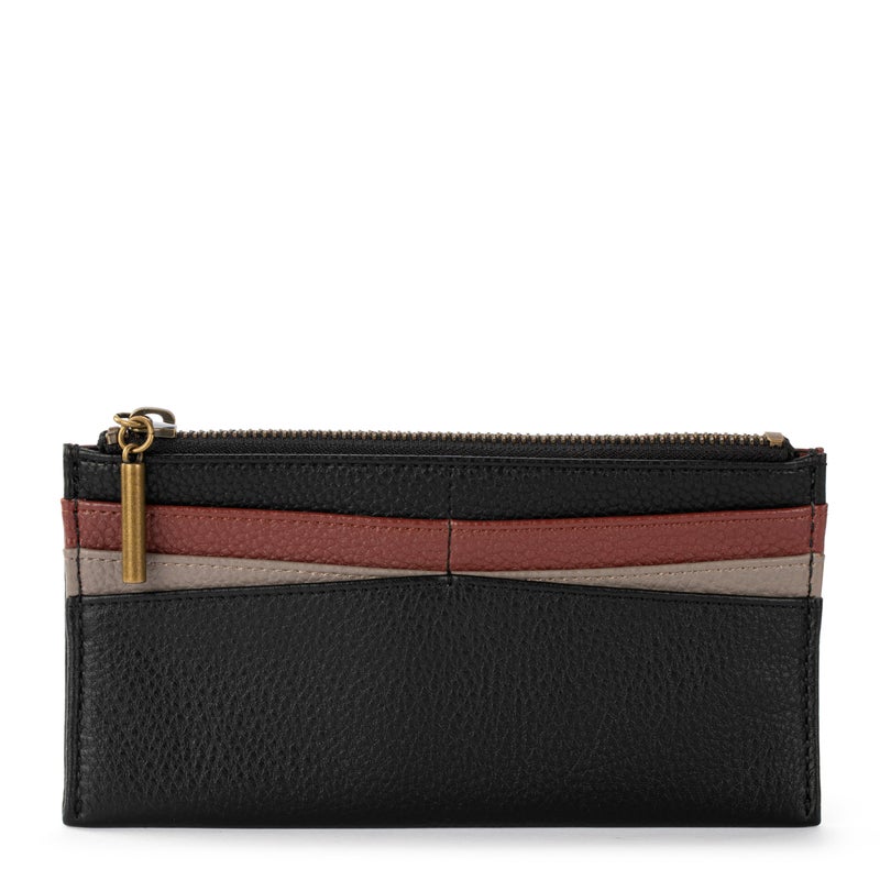 The Sak Neva Large Card Wallet in Leather 6 Credit Card Pockets Black Block - Image 2