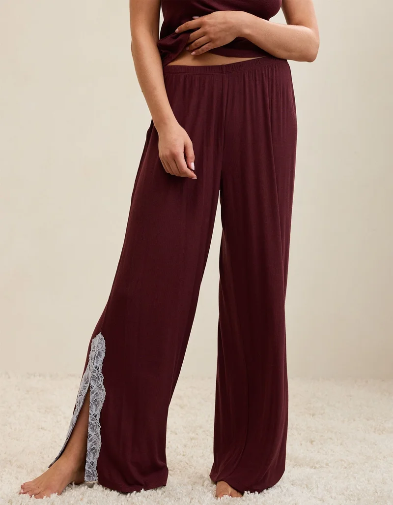 Aerie  OVERSLEPT by Aerie Real Soft Ribbed Trouser PJ for Women | Best Price UAE