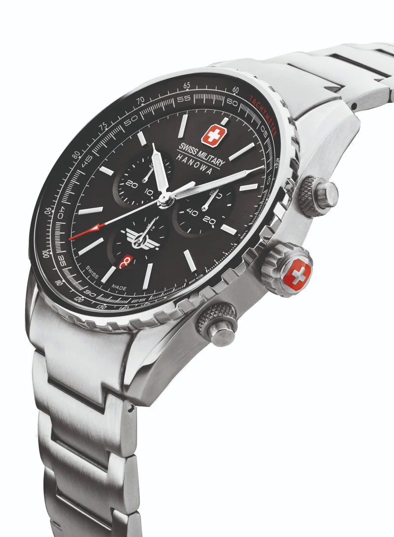 SWISS MILITARY HANOWA Men's Swiss Military Afterburn Chrono Watch For Men With Silver Bracelet 44mm 10ATM - SMWGI0000303