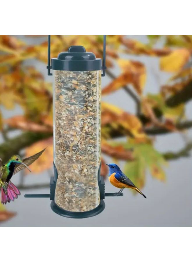Automatic Bird Feeder with Transparent Side and Green Lid Easy Fill Hanger for Outdoor Wild Birds - Image 5