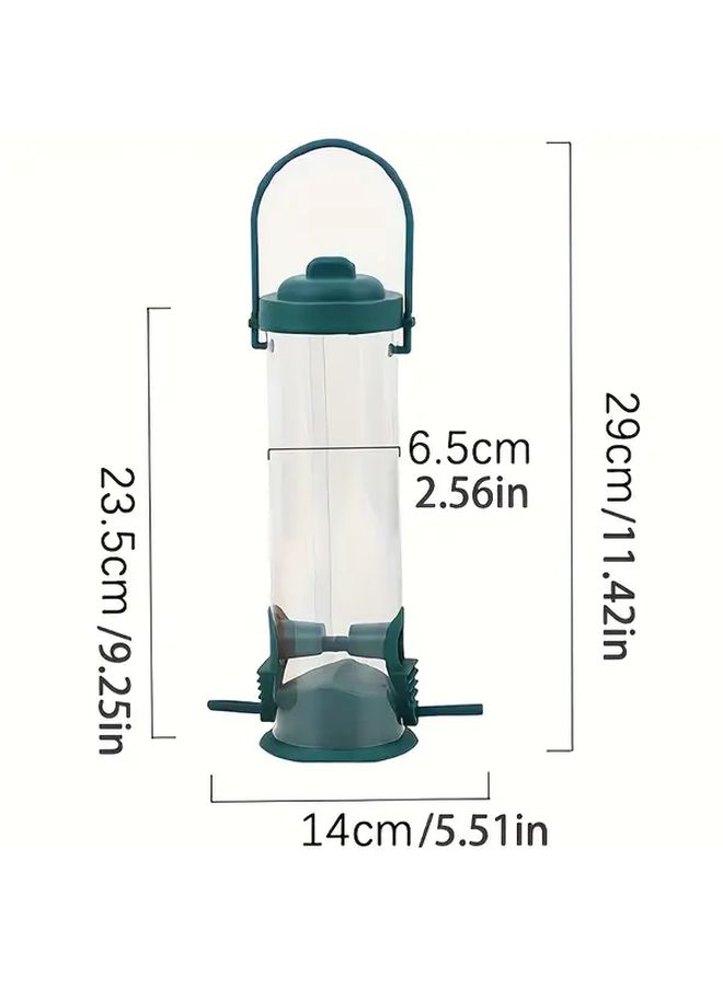 Automatic Bird Feeder with Transparent Side and Green Lid Easy Fill Hanger for Outdoor Wild Birds - Image 3