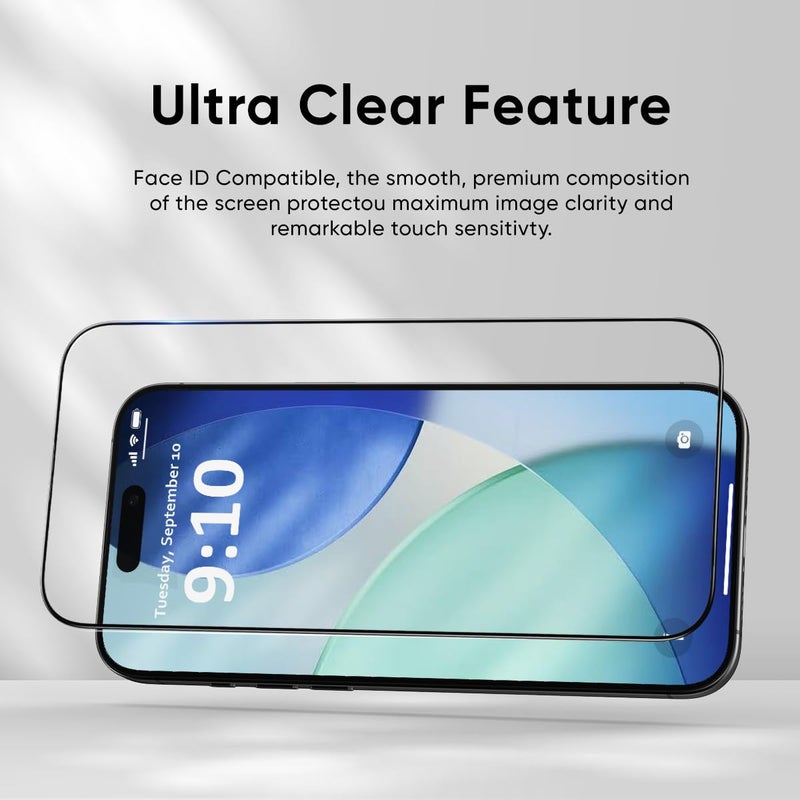 FLOLAB NanoArmour ONETIME 2 Pack for iPhone 17 Pro Screen Protector, Tempered Glass, Ultra Clear, InfinityEdge-to-Edge, Easy Install, Dust-Free, Reinforced Edge - Image 5