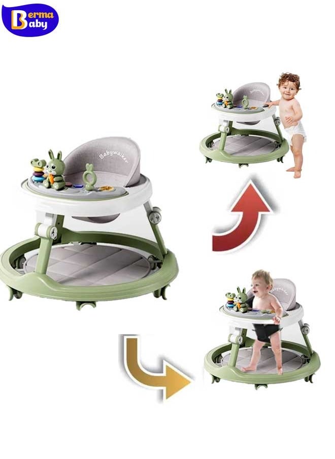 Berma Baby - مشاية أطفال قابلة للطي مع عجلات وارتفاعات قابلة للتعديل مشاية للأطفال الرضع مشاية أطفال مع وسائد للقدم مشايات أطفال مضادة للسقوط ومركز أنشطة للأولاد والبنات من سن 7 إلى 18 شهرًا - Image 1