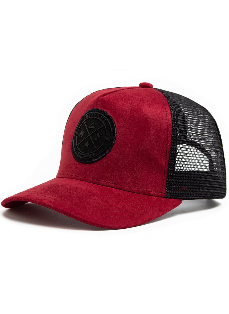 Generic Summer Suede Mesh Baseball Cap Unisex Dark red  - Image 1