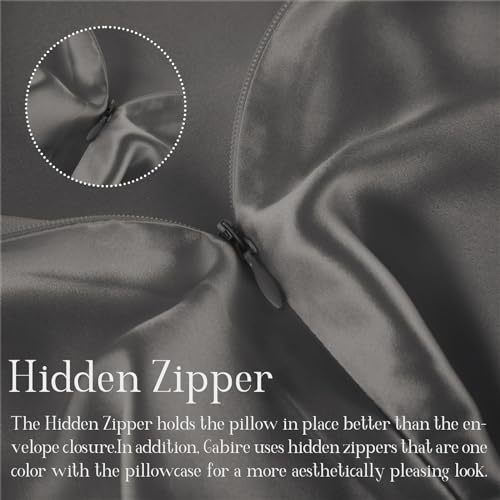 Gabire Mulberry Silk Pillow Cases Set of 2, Both Sides Real Silk Pillowcase for Hair and Skin Prevent Acne Pillowcase Organic Silk Pillow case 2 Pack with Hidden Zipper, Grey, Standard (20"×26") - Image 4