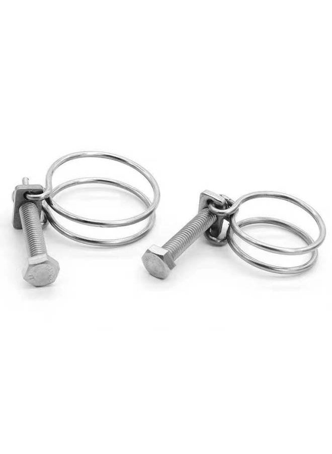 Generic - 201 304 Stainless Steel Wire Throat Hoop Double Steel Wire Throat Hoop Steel Wire Hoop Steel Wire Clamp Fire Water Belt Clamp-Series:201 Stainless Steel-Model:29 (pipe Diameter) * 3 (wire Diameter) - Image 1
