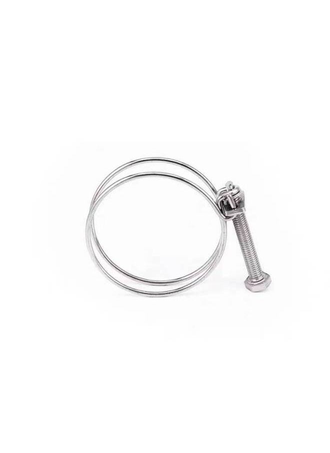 Generic - 201 304 Stainless Steel Wire Throat Hoop Double Steel Wire Throat Hoop Steel Wire Hoop Steel Wire Clamp Fire Water Belt Clamp-Series:201 Stainless Steel-Model:29 (pipe Diameter) * 3 (wire Diameter) - Image 1