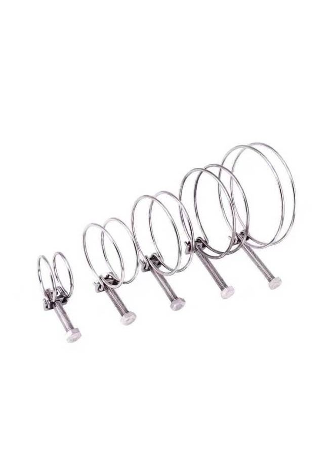 Generic - 201 304 Stainless Steel Wire Throat Hoop Double Steel Wire Throat Hoop Steel Wire Hoop Steel Wire Clamp Fire Water Belt Clamp-Series:201 Stainless Steel-Model:29 (pipe Diameter) * 3 (wire Diameter) - Image 1