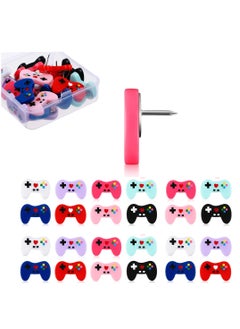 Excefore 24 Pcs Push Pins, Game Controller Decorative Pushpins, Colorful Thumb Tacks, Video Game Cork Board Tacks, Cute Push Pins for Photo Wall Cork Board Bulletin Board Home Wall Random Pattern Decorations  - Image 1