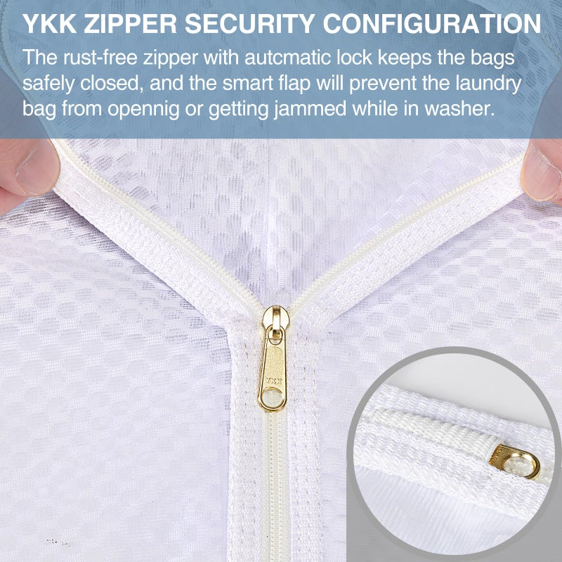 RoomyRoc 4 pcs Durable Honeycomb Mesh Laundry Bags for Delicates 16" x 19" (2 Large) 12" x 15" (2 Medium) - Image 4