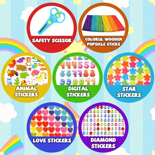 DOITEM Pipe Cleaners Craft Supplies, 1500+Pcs Arts and Crafts Supplies Including Pipe Cleaner Wiggle Googly Eyes Pom Poms Feathers Sticks Sequins Foam Flowers Papers Felt Stickers - Image 4