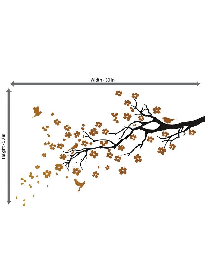 WallDesign Petal Burst Wall Sticker - Copper & Black Nature Branch - Aesthetic Home Decor for Hall, Bedroom, Dining Room - Hand Drawn Floral Effect, self-adhesive, 25x2030 mm - Image 3