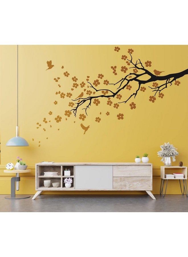 WallDesign Petal Burst Wall Sticker - Copper & Black Nature Branch - Aesthetic Home Decor for Hall, Bedroom, Dining Room - Hand Drawn Floral Effect, self-adhesive, 25x2030 mm - Image 1