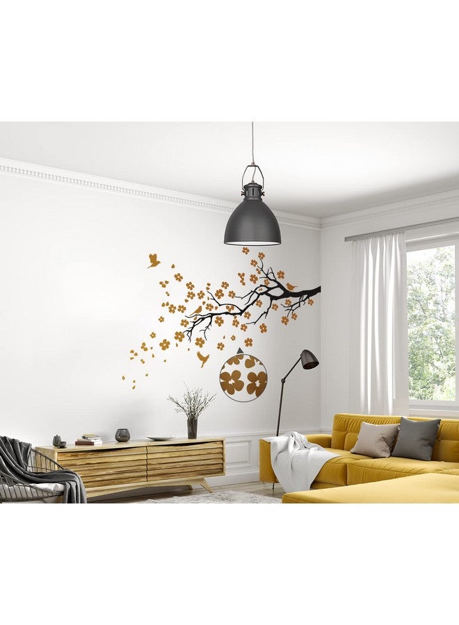 WallDesign Petal Burst Wall Sticker - Copper & Black Nature Branch - Aesthetic Home Decor for Hall, Bedroom, Dining Room - Hand Drawn Floral Effect, self-adhesive, 25x2030 mm - Image 2