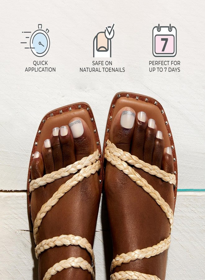 Impress KISS imPRESS No Glue Pedi Press-On Nails, Design, 'Paradise Ticket', Light Beige, Short Size, Squoval Shape, Includes 24 Nails, Prep Pad, Instructions Sheet, 1 Manicure Stick, 1 Mini File - Image 3