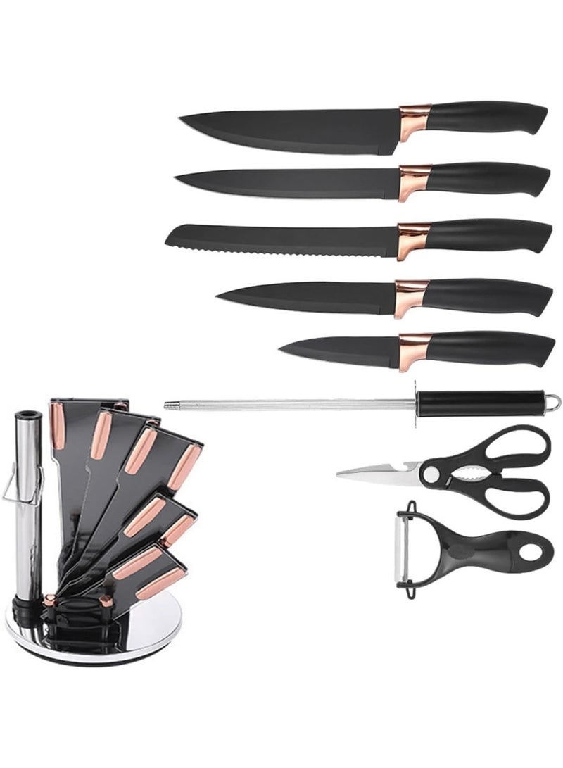 MHR Knife set 9-in-1 Kitchen Knife Set with Stand, Premium Stainless Steel Chef Knife Set for Home & Professional Kitchen, Ultra Sharp Blades & Comfortable Grip Handles, Rust Resistant & Durable - Image 2