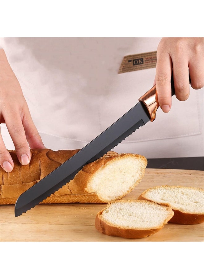 MHR Knife set 9-in-1 Kitchen Knife Set with Stand, Premium Stainless Steel Chef Knife Set for Home & Professional Kitchen, Ultra Sharp Blades & Comfortable Grip Handles, Rust Resistant & Durable - Image 3