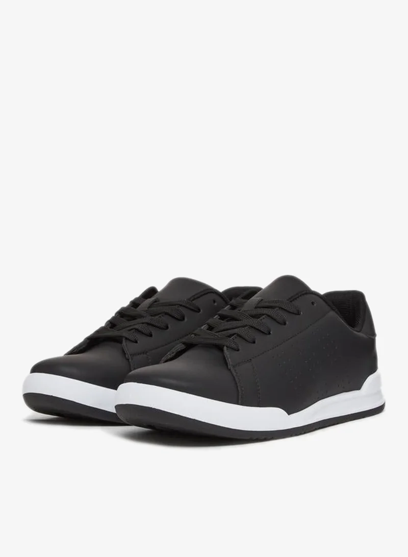 Styli Men Black Perforated Sneakers