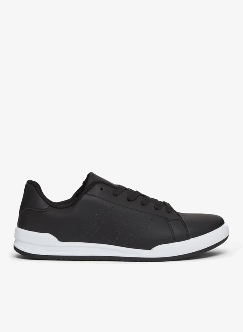 Styli Men Black Perforated Sneakers
