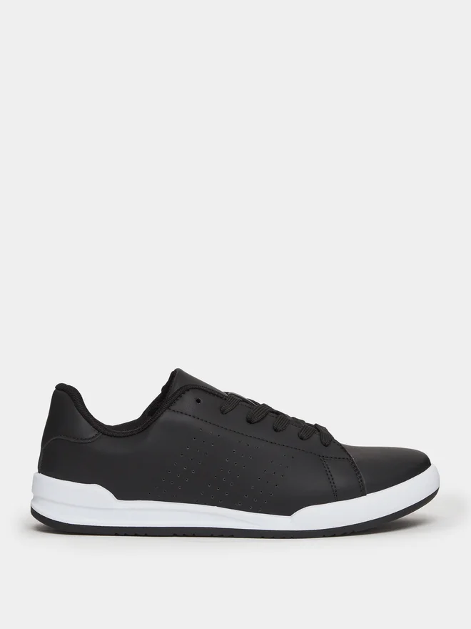 Styli Men Black Perforated Sneakers