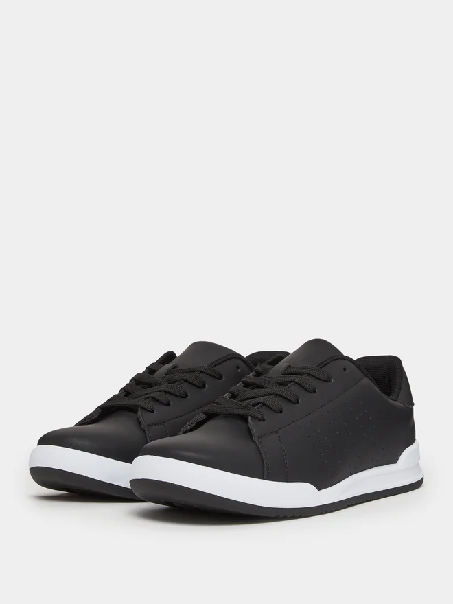 Styli Men Black Perforated Sneakers