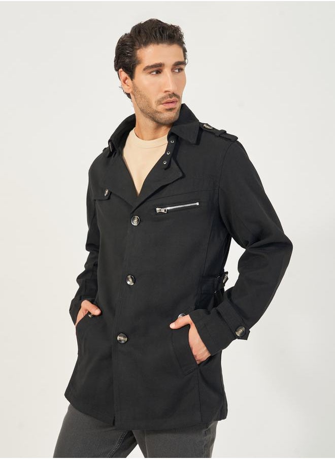 Styli - Chunky Button Detail Trench Coat with Slip Pockets - Image 1
