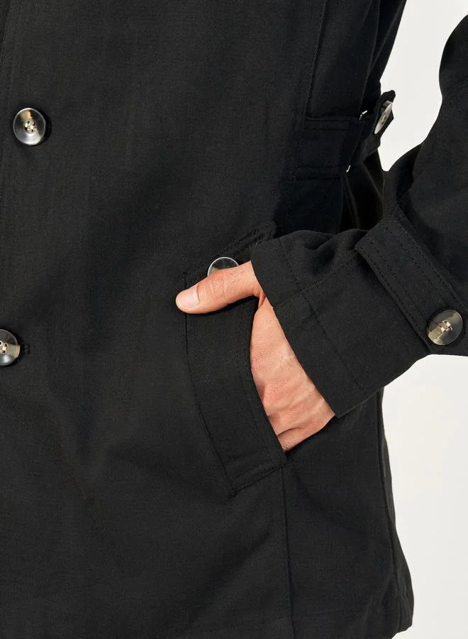 Styli Chunky Button Detail Trench Coat with Slip Pockets