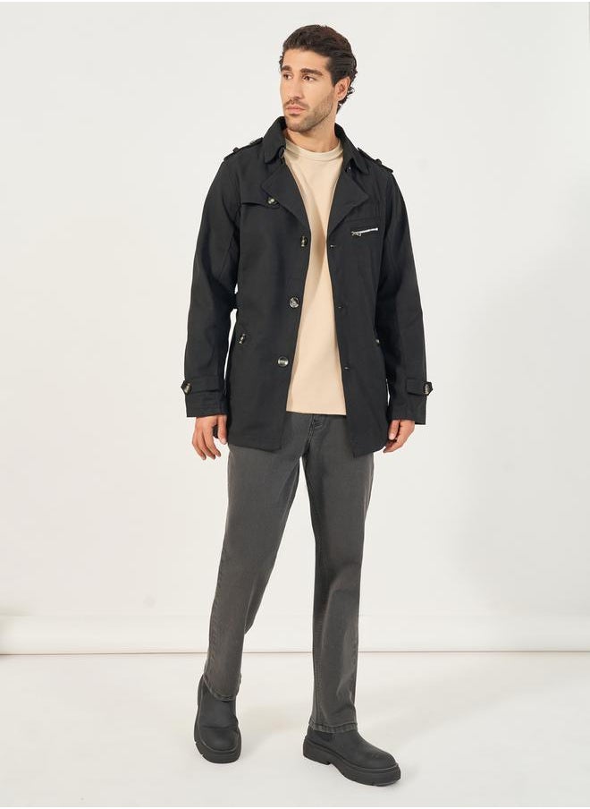 Styli - Chunky Button Detail Trench Coat with Slip Pockets - Image 1