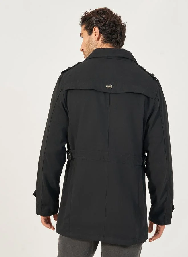 Styli Chunky Button Detail Trench Coat with Slip Pockets