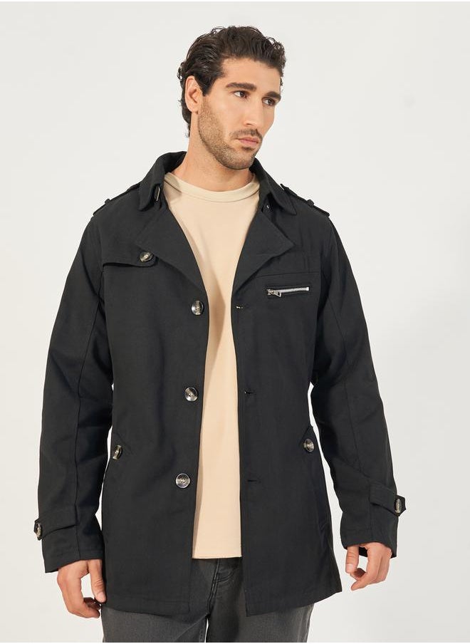 Styli - Chunky Button Detail Trench Coat with Slip Pockets - Image 1
