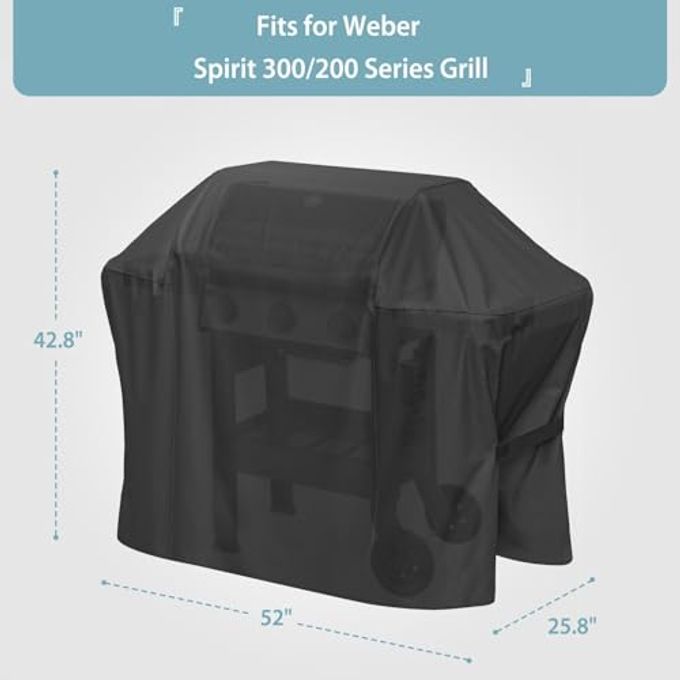 Shinestar Grill Cover for Weber Spirit II and Spirit 200 & 300 Series, Waterproof BBQ Cover with Double Straps, Lightweight & Fade Resistant, Black - Image 5