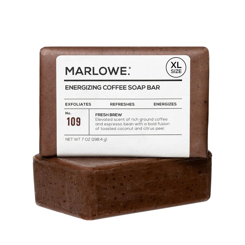 MARLOWE No 109 Coffee Bar Soap 7 oz Body Scrub Soap for Men Refreshing Energizing Exfoliating with Natural Extracts Caffeine Coffee Beans Cocoa Butter Fresh Brewed Scent - Image 1