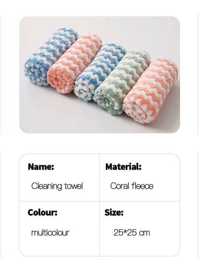 10-Piece Coral Fabric Cleaning Cloth Set, Absorbent, Hygienic, Scratch and Streak Free Cloth Rag Set, Reusable Machine Washable for Cars and Household. 25cm*25cm - Image 4