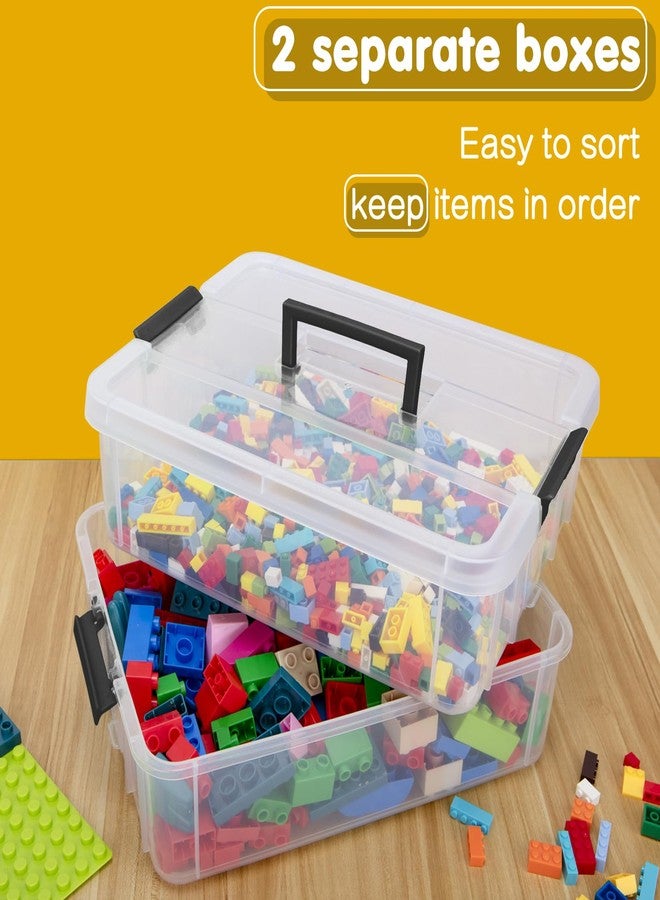 TERGOO 2 Layer Plastic Storage Containers with Lids, Multipurpose Clear Stack & Carry Box, Portable Craft Organizers and Storage Bin for Organizing Art & Craft, Sewing, Makeup, Nail Supplies (Black) - Image 3